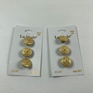 La Mode Buttons Size 5/8" (16MM) Gold‎ The Fashion Choice 3 Peice Lot Of 2 6189